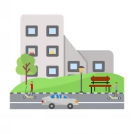 roaddrive-city-man-electronicvehicle-hotel-riding-eco-illustration