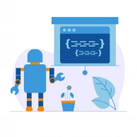robot-projector-plant-activity-coding-robotactiviy-illustration-illustration
