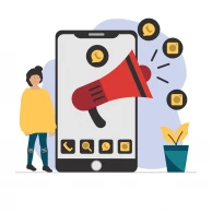 smartphone-mobile-marketing-digitalmarketing-illustration-digitalapps-apps-megaphone-plant-illustration