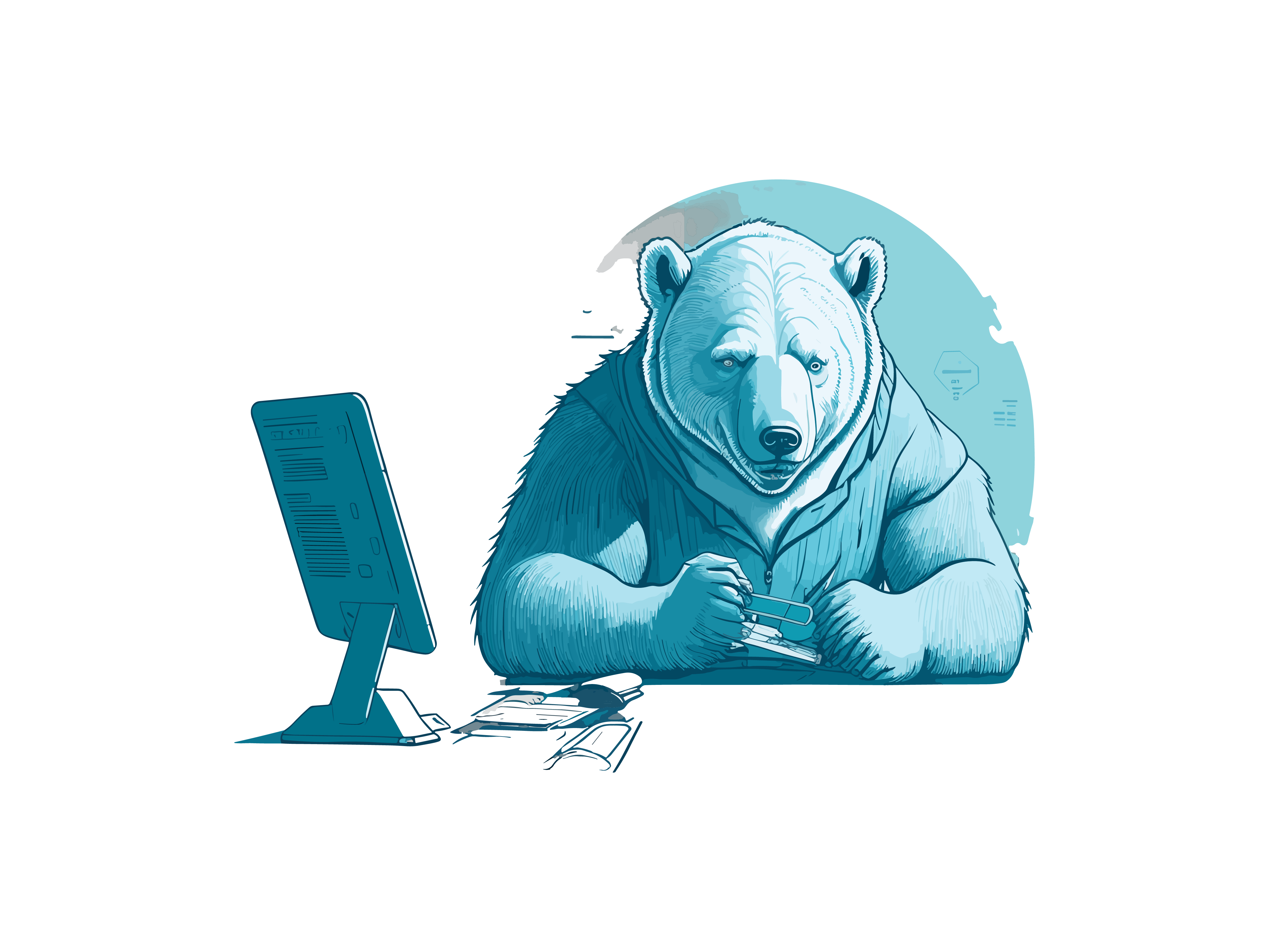 bear-polar-finance-business-working-pc-laptop-animal-illustration