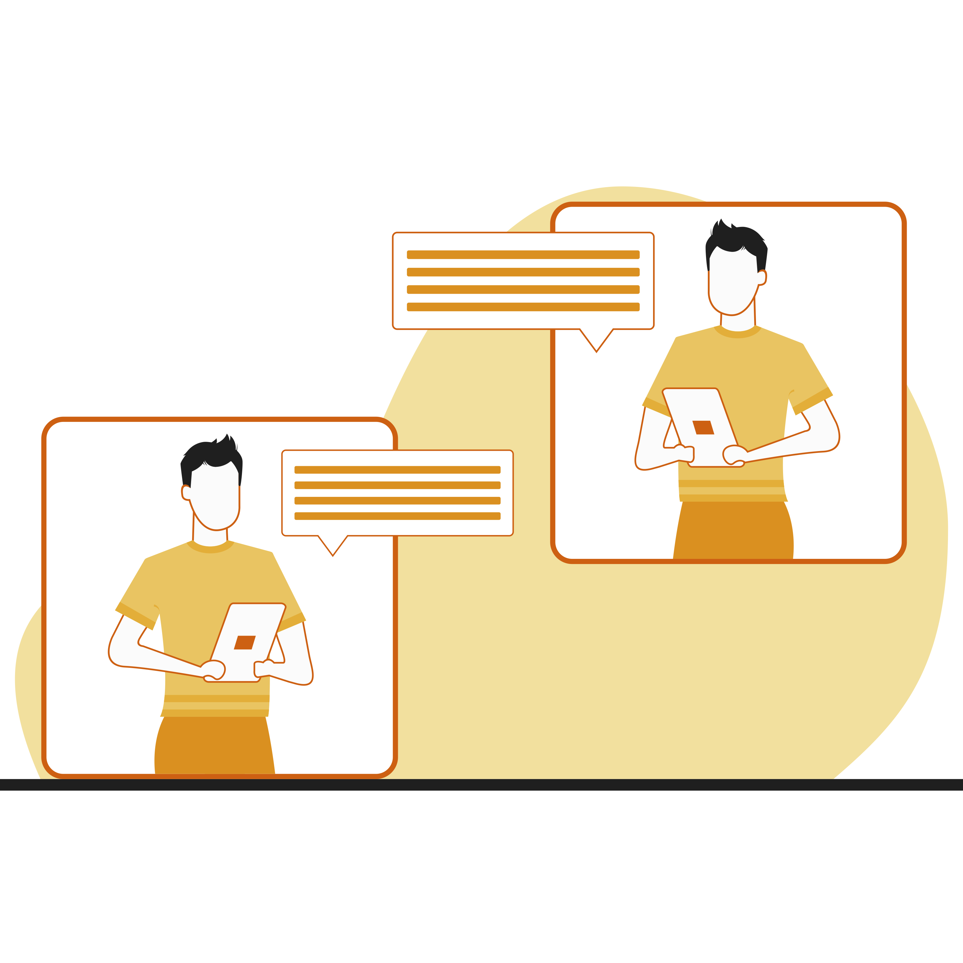 teamwork-contact-yellow-background-shop-flat-data-app-business-technology-marketing-online-illustration-illustration