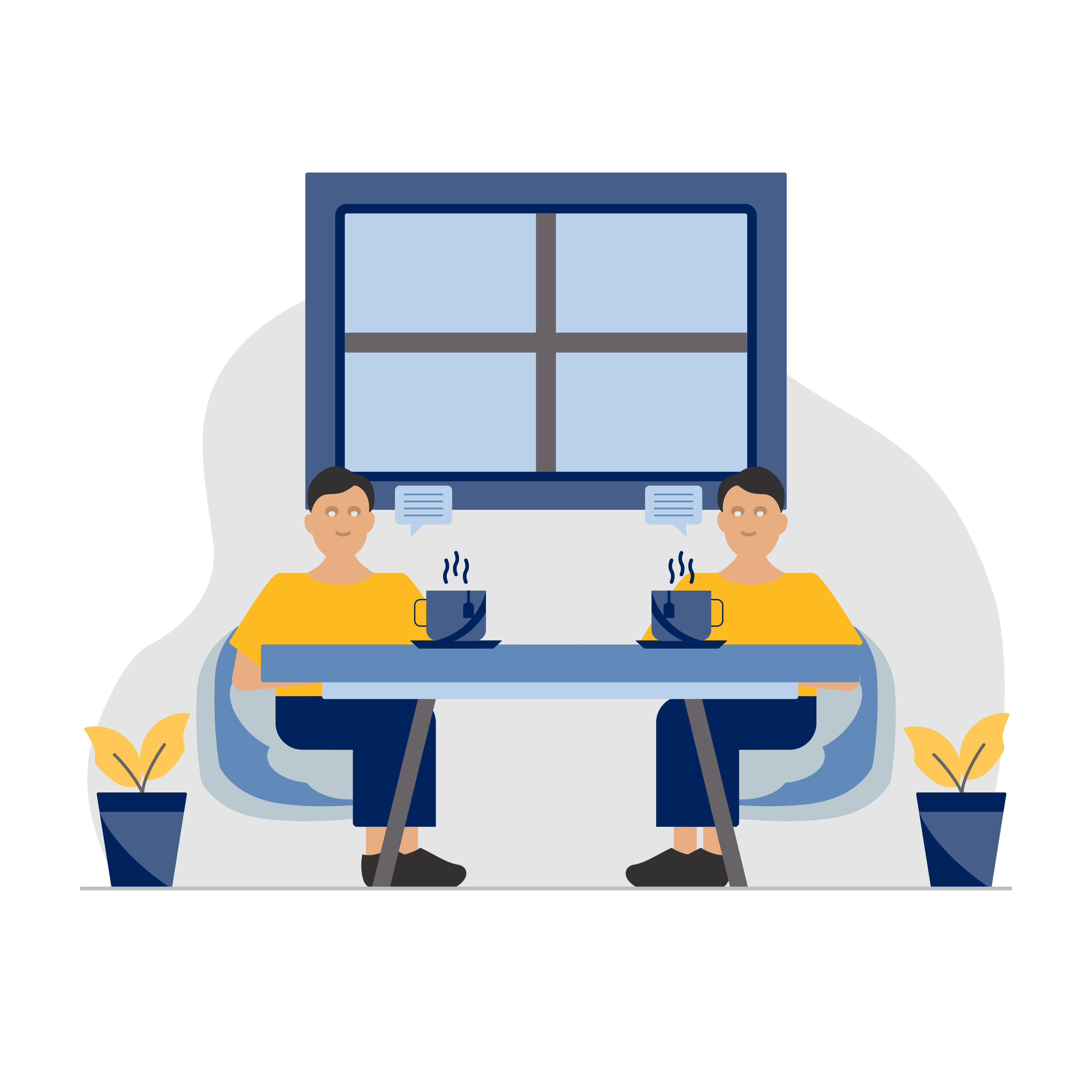 tea-office-breaktime-friends-havingtea-table-window-palnt-illustration