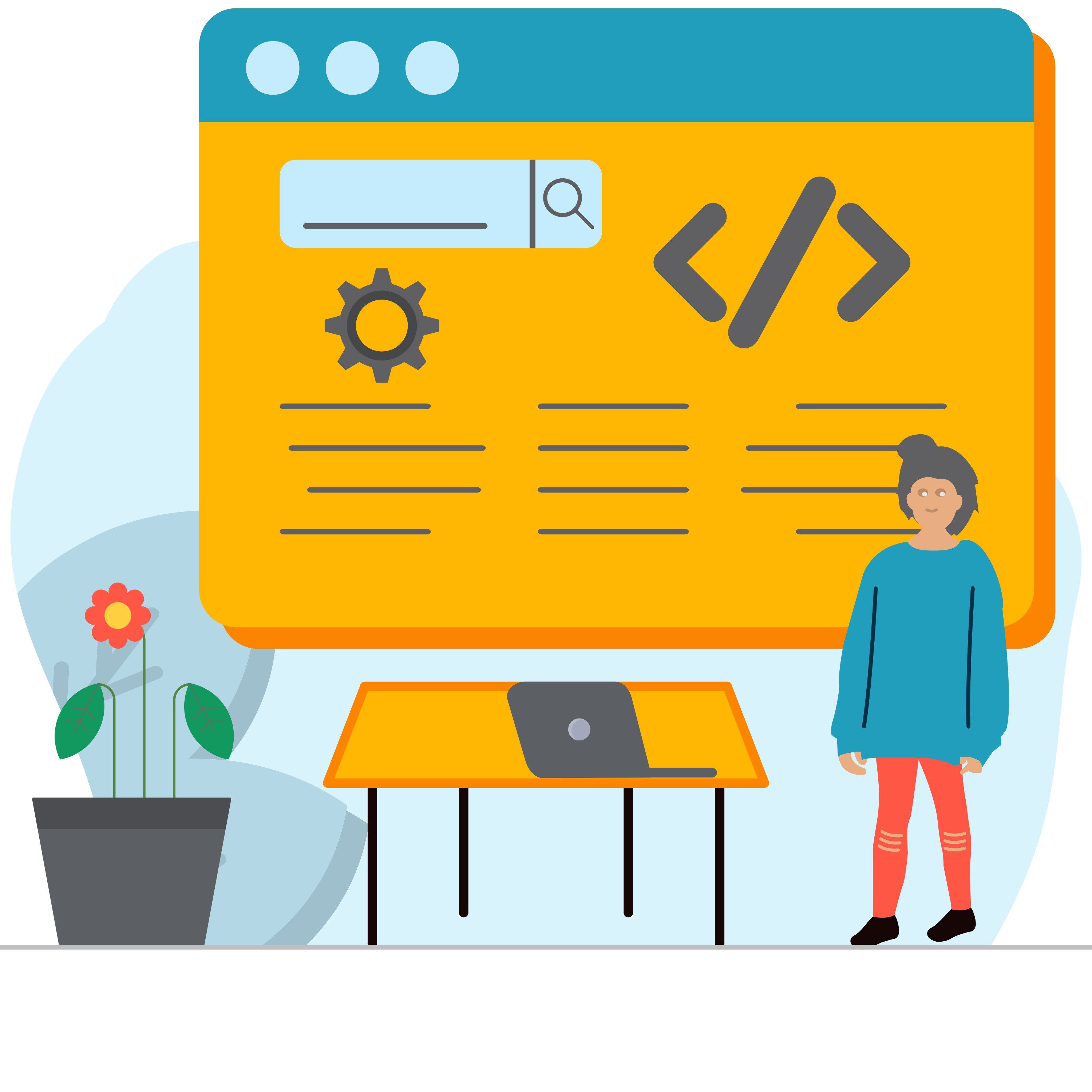 setting-coding-html-laptop-table-plant-view-girl-illustration-webdeveloper-illustration