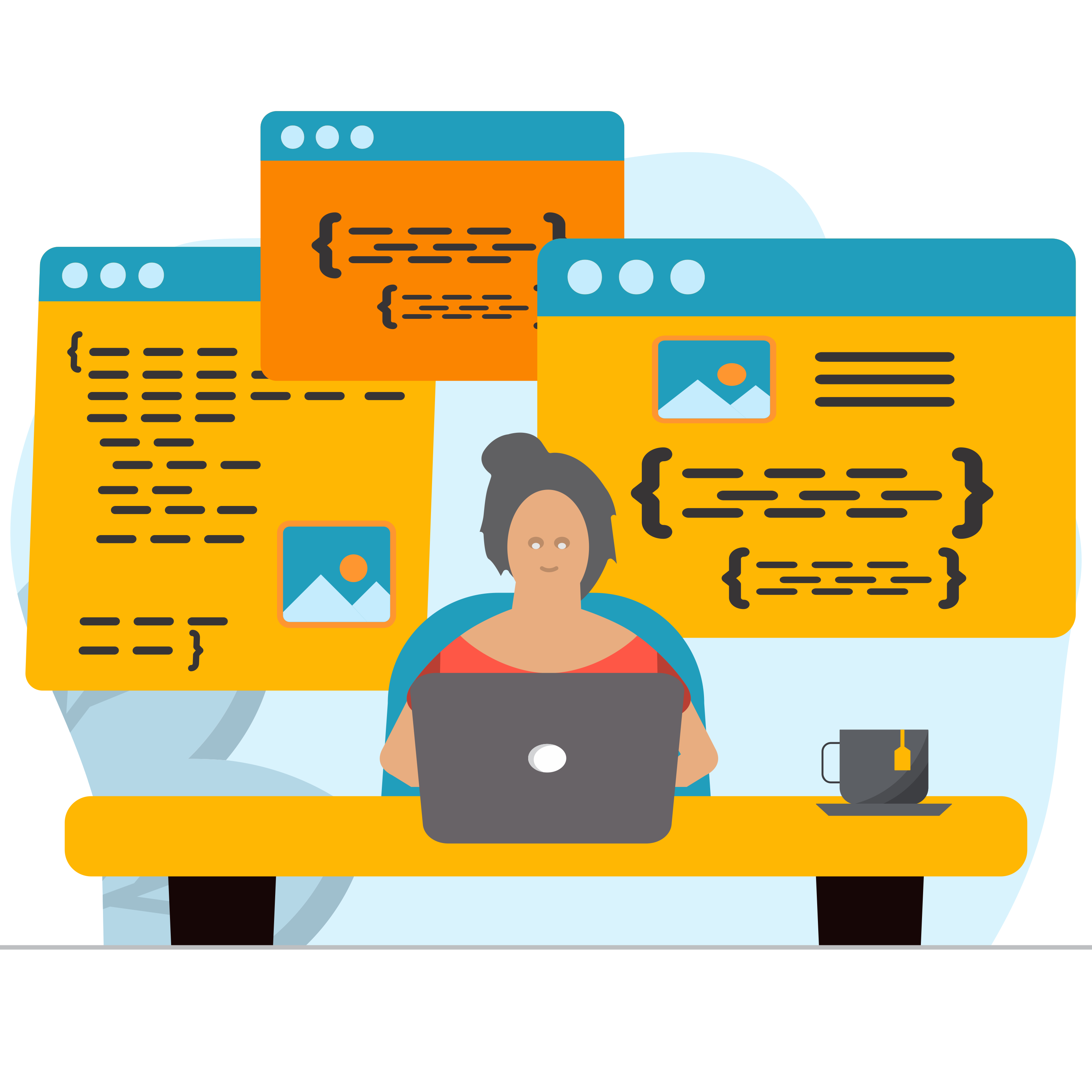 female-table-tee-laptop-girl-developer-coding-programing-webpages-website-photo-illustration-html-illustration