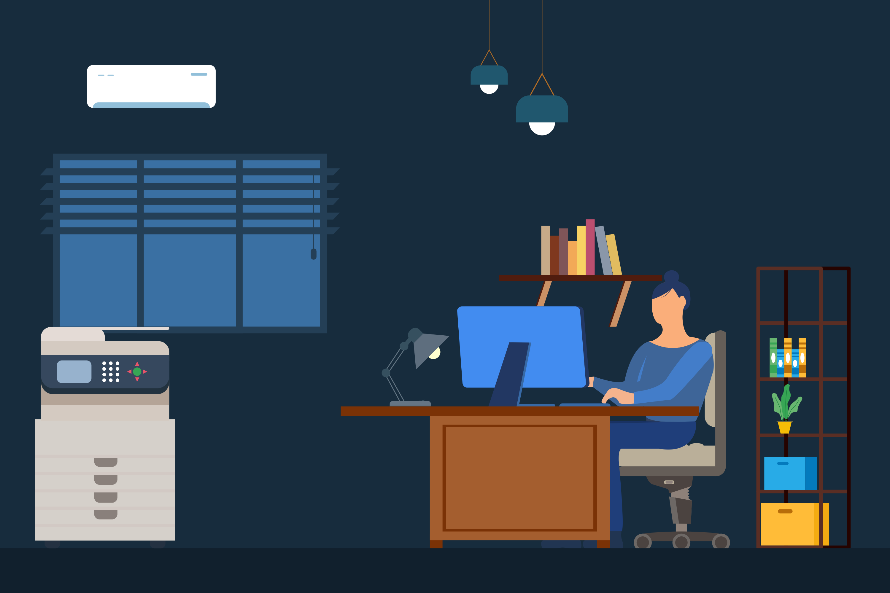 work-freelance-technology-job-young-sitting-designer-chair-laptop-office-freelancer-workplace-illustration