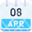 calendar-april-eight-date-monthly-time-month-schedule-icon