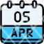 calendar-april-five-date-monthly-time-and-month-schedule-icon