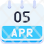 calendar-april-five-date-monthly-time-month-schedule-icon