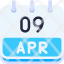 calendar-april-nine-date-monthly-time-month-schedule-icon