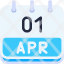 calendar-april-one-date-monthly-time-month-schedule-icon