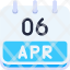 calendar-april-six-date-monthly-time-month-schedule-icon