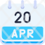 calendar-april-twenty-date-monthly-time-month-schedule-icon