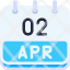 calendar-april-two-date-monthly-time-month-schedule-icon