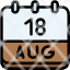 calendar-august-eighteen-date-monthly-time-month-schedule-icon