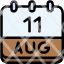 calendar-august-eleven-date-monthly-time-month-schedule-icon