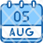 calendar-august-five-date-monthly-time-month-schedule-icon