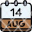 calendar-august-fourteen-date-monthly-time-month-schedule-icon
