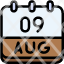 calendar-august-nine-date-monthly-time-month-schedule-icon