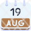 calendar-august-nineteen-date-monthly-time-month-schedule-icon