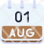 calendar-august-one-date-monthly-time-month-schedule-icon