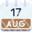 calendar-august-seventeen-date-monthly-time-month-schedule-icon
