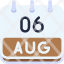 calendar-august-six-date-monthly-time-month-schedule-icon