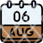 calendar-august-six-date-monthly-time-month-schedule-icon