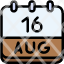 calendar-august-sixteen-date-monthly-time-month-schedule-icon