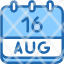 calendar-august-sixteen-date-monthly-time-month-schedule-icon