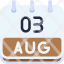 calendar-august-three-date-monthly-time-month-schedule-icon