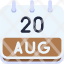 calendar-august-twenty-date-monthly-time-month-schedule-icon