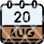 calendar-august-twenty-date-monthly-time-month-schedule-icon
