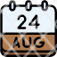 calendar-august-twenty-four-date-monthly-time-month-schedule-icon