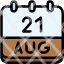 calendar-august-twenty-one-date-monthly-time-month-schedule-icon