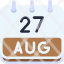 calendar-august-twenty-seven-date-monthly-time-month-schedule-icon