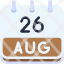 calendar-august-twenty-six-date-monthly-time-month-schedule-icon