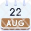 calendar-august-twenty-two-date-monthly-time-month-schedule-icon