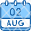 calendar-august-two-date-monthly-time-month-schedule-icon