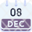 calendar-december-eight-date-monthly-time-month-schedule-icon