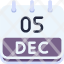 calendar-december-five-date-monthly-time-month-schedule-icon