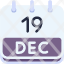 calendar-december-nineteen-date-monthly-time-month-schedule-icon