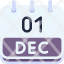 calendar-december-one-date-monthly-time-month-schedule-icon