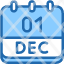 calendar-december-one-date-monthly-time-month-schedule-icon