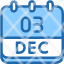 calendar-december-three-date-monthly-time-month-schedule-icon
