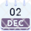 calendar-december-two-date-monthly-time-month-schedule-icon