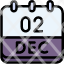 calendar-december-two-date-monthly-time-month-schedule-icon