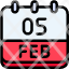 calendar-febraury-five-date-monthly-time-and-month-schedule-icon