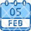 calendar-febraury-five-date-monthly-time-month-schedule-icon