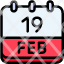 calendar-febraury-nineteen-date-monthly-time-and-month-schedule-icon