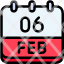 calendar-febraury-six-date-monthly-time-and-month-schedule-icon